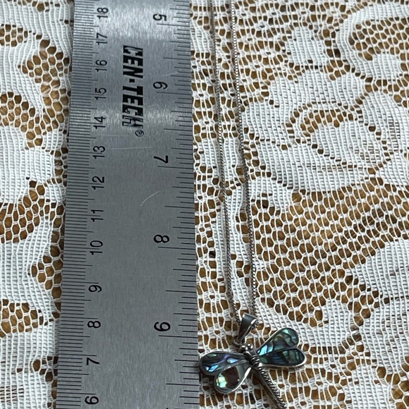 Abolone 925 dragonfly necklace, vintage - Picture 3 of 10